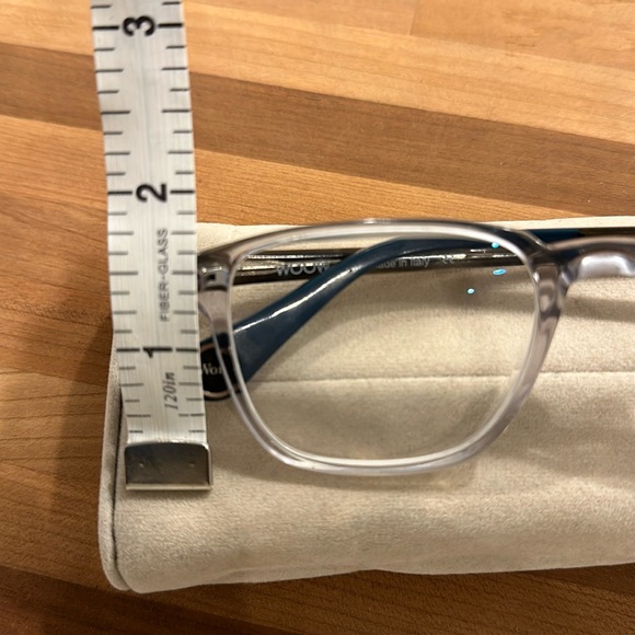 WOOW Italian Clear Transparent Blue Eyeglass Frames Hard Case and Cleaning Cloth - Picture 11 of 12